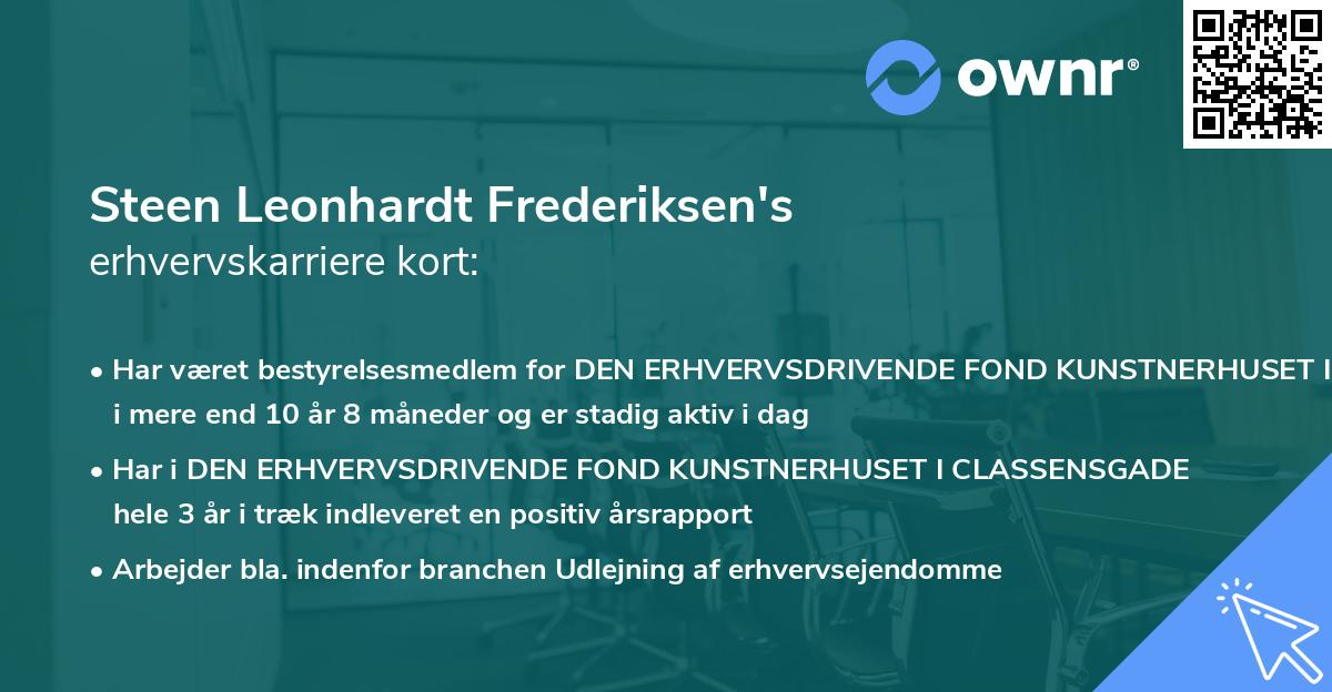 Steen Leonhardt Frederiksen's erhvervskarriere kort