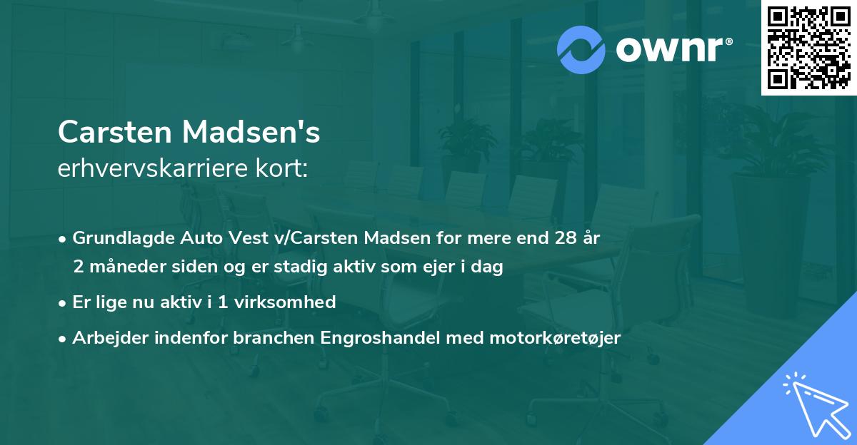 Carsten Madsen's erhvervskarriere kort