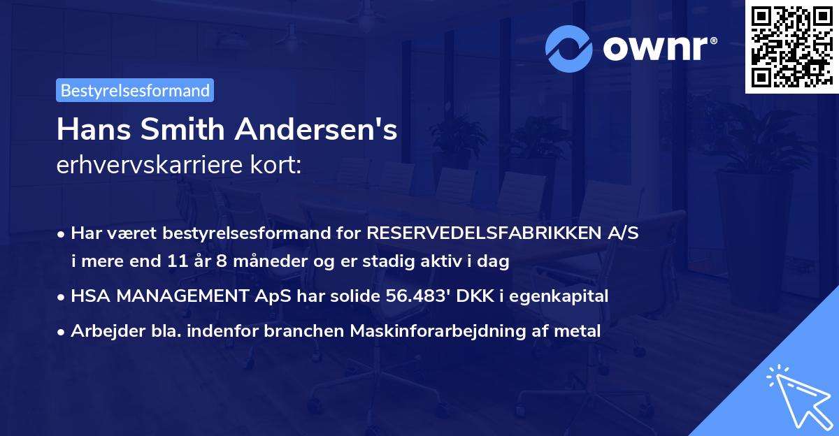 Hans Smith Andersen's erhvervskarriere kort