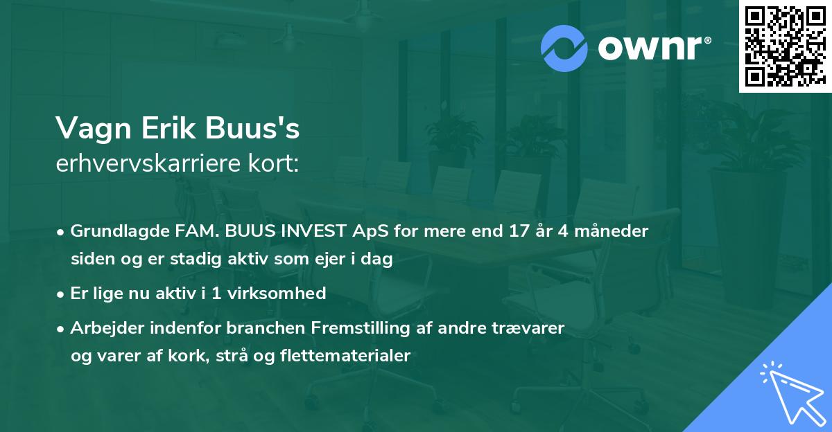 Vagn Erik Buus's erhvervskarriere kort