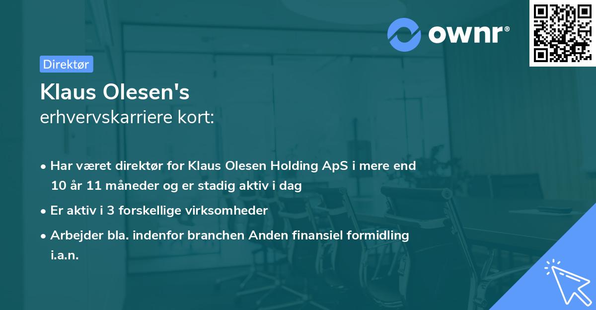 Klaus Olesen's erhvervskarriere kort