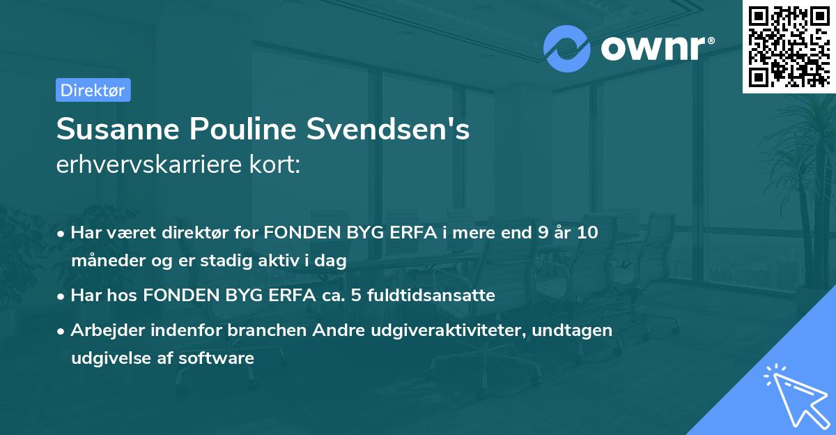 Susanne Pouline Svendsen's erhvervskarriere kort