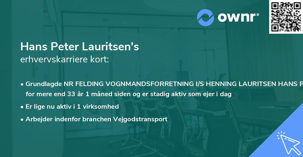 Hans Peter Lauritsen's erhvervskarriere kort