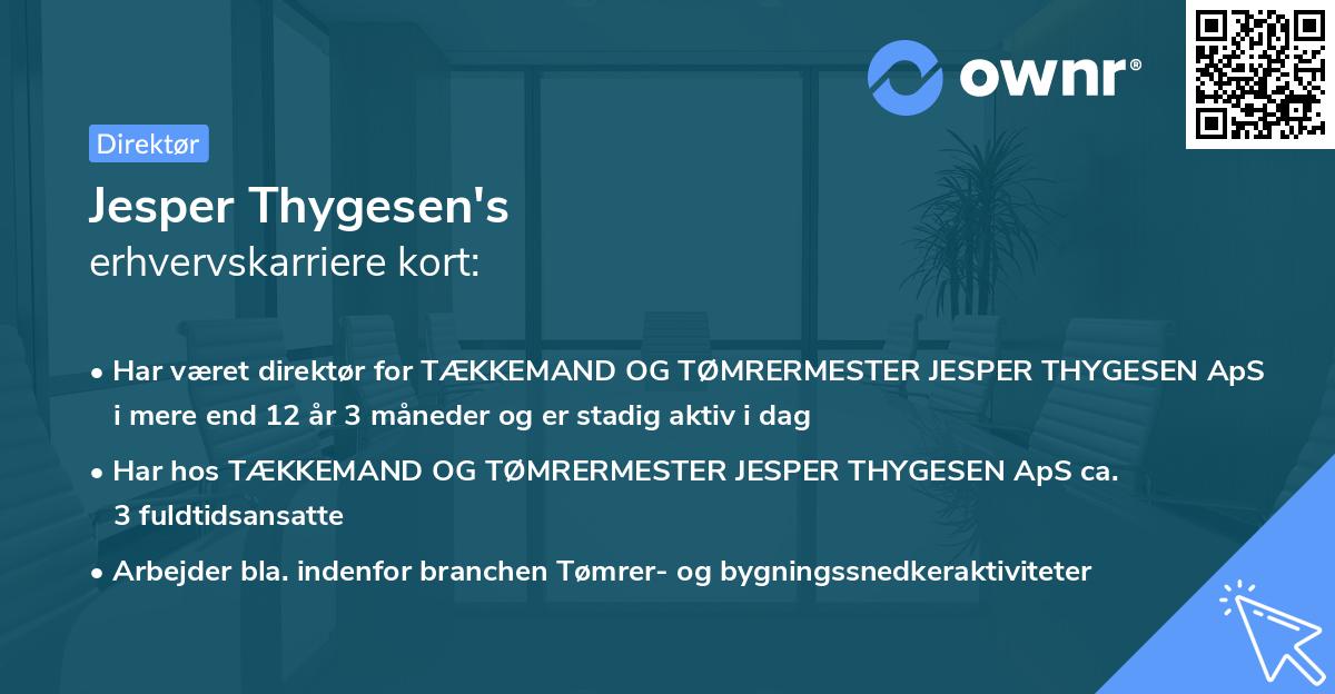 Jesper Thygesen's erhvervskarriere kort