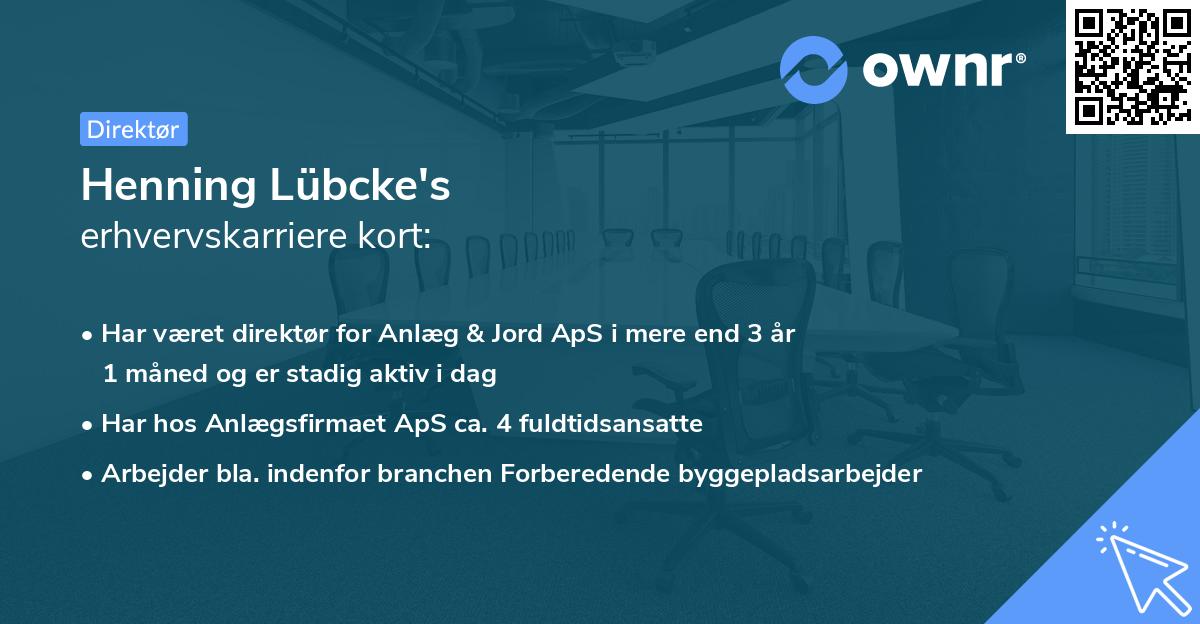Henning Lübcke's erhvervskarriere kort