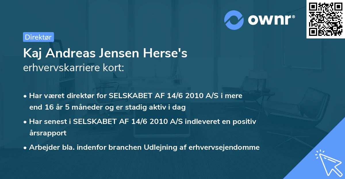 Kaj Andreas Jensen Herse's erhvervskarriere kort