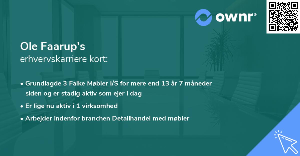 Ole Faarup's erhvervskarriere kort