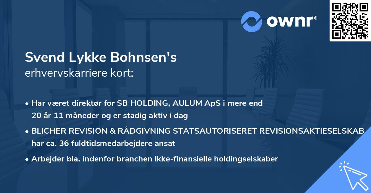 Svend Lykke Bohnsen's erhvervskarriere kort