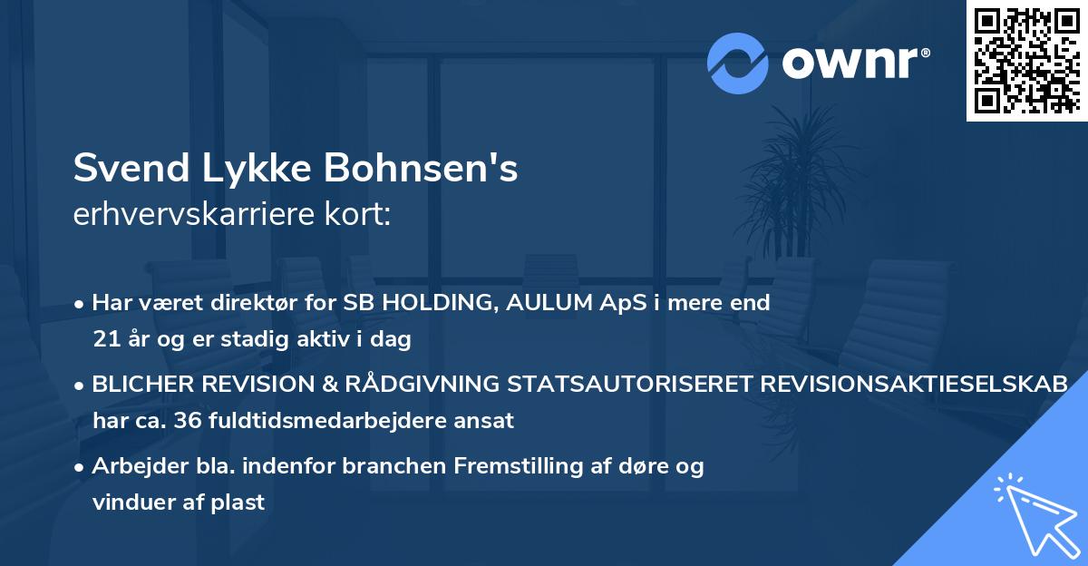 Svend Lykke Bohnsen's erhvervskarriere kort