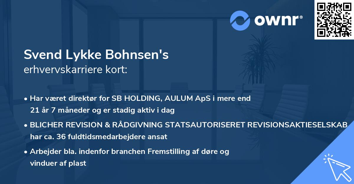 Svend Lykke Bohnsen's erhvervskarriere kort