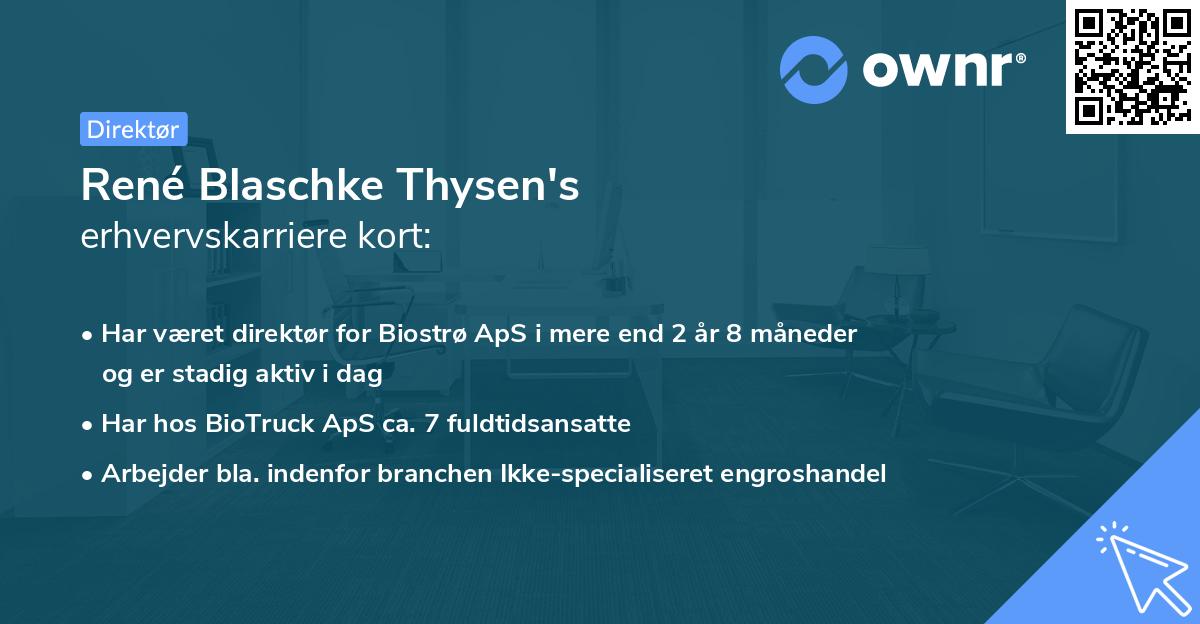 René Blaschke Thysen's erhvervskarriere kort