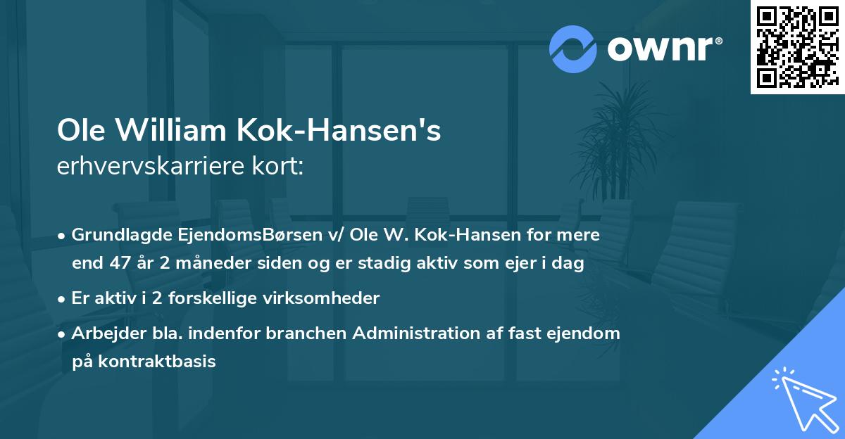 Ole William Kok-Hansen's erhvervskarriere kort