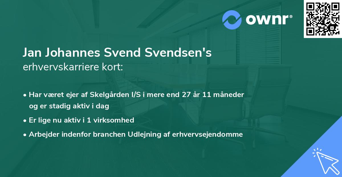 Jan Johannes Svend Svendsen's erhvervskarriere kort