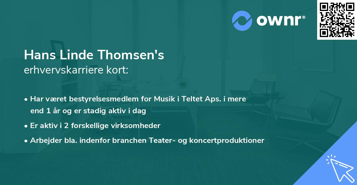 Hans Linde Thomsen's erhvervskarriere kort