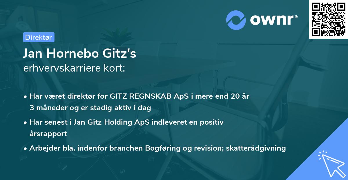 Jan Hornebo Gitz's erhvervskarriere kort