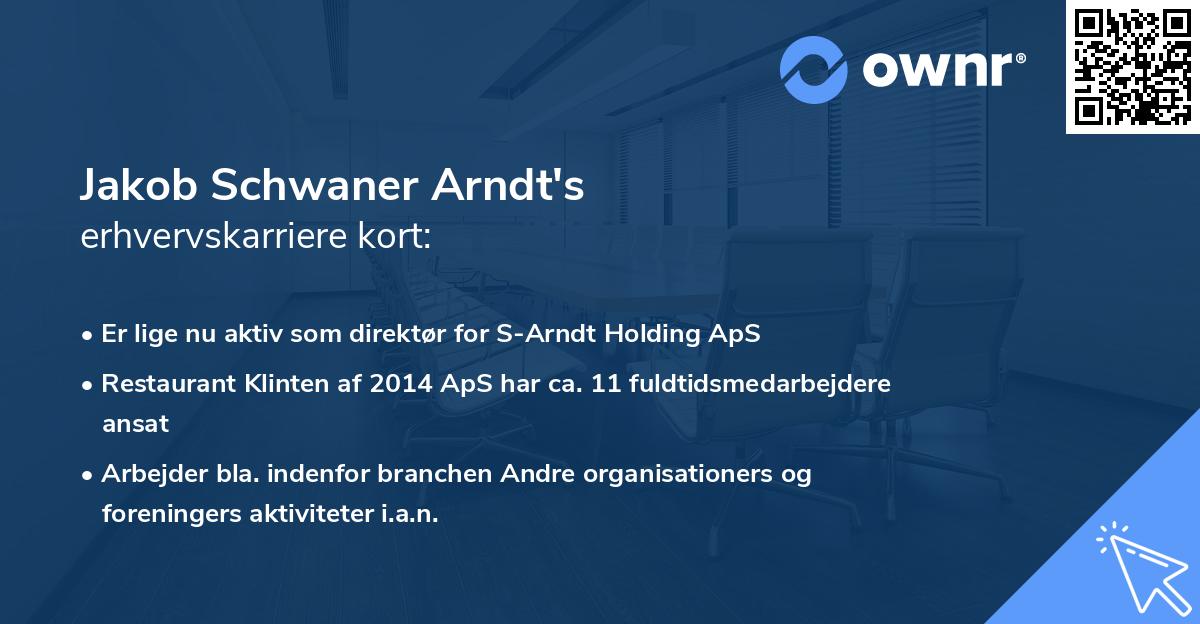 Jakob Schwaner Arndt's erhvervskarriere kort