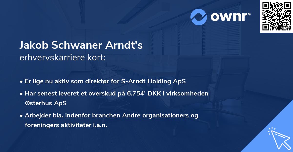 Jakob Schwaner Arndt's erhvervskarriere kort