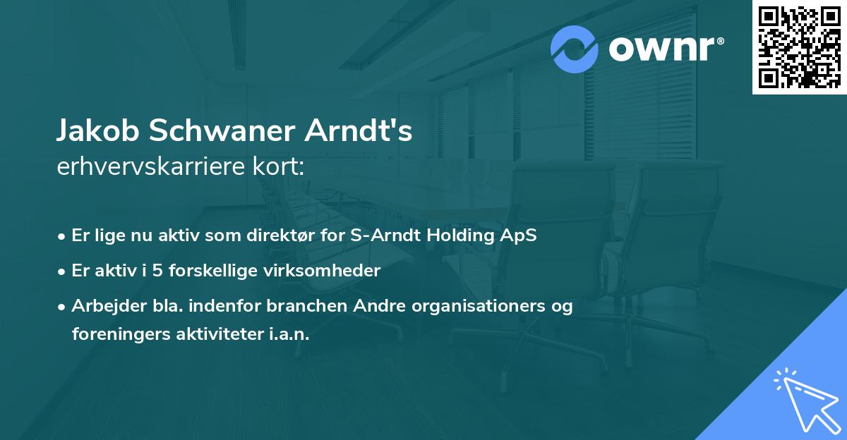 Jakob Schwaner Arndt's erhvervskarriere kort