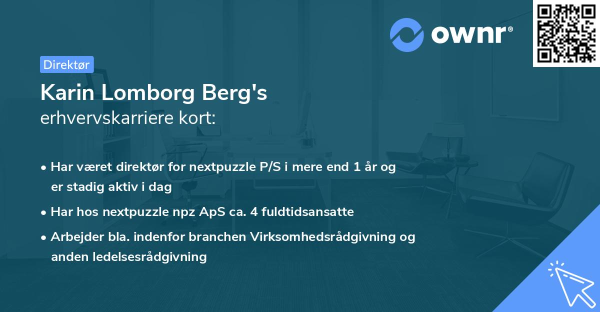 Karin Lomborg Berg's erhvervskarriere kort