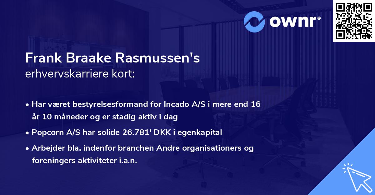 Frank Braake Rasmussen's erhvervskarriere kort