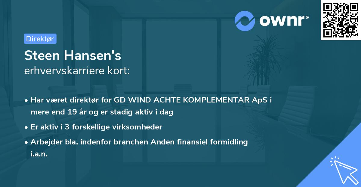 Steen Hansen's erhvervskarriere kort