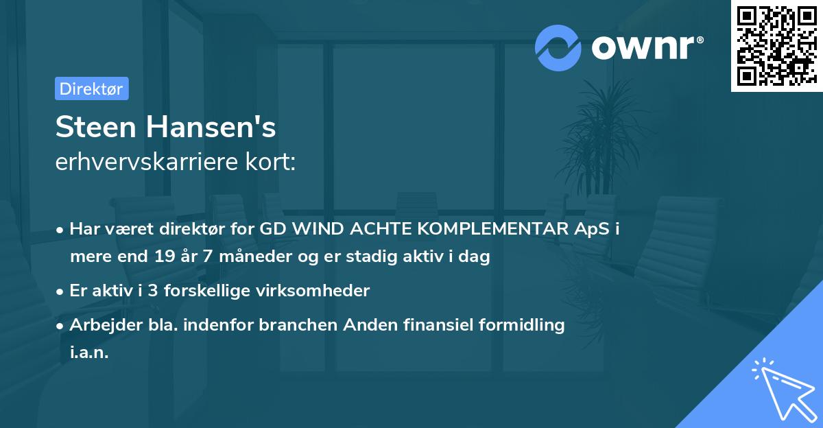 Steen Hansen's erhvervskarriere kort