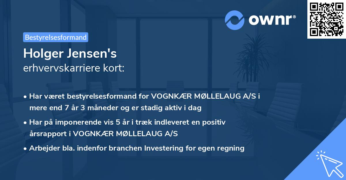 Holger Jensen's erhvervskarriere kort