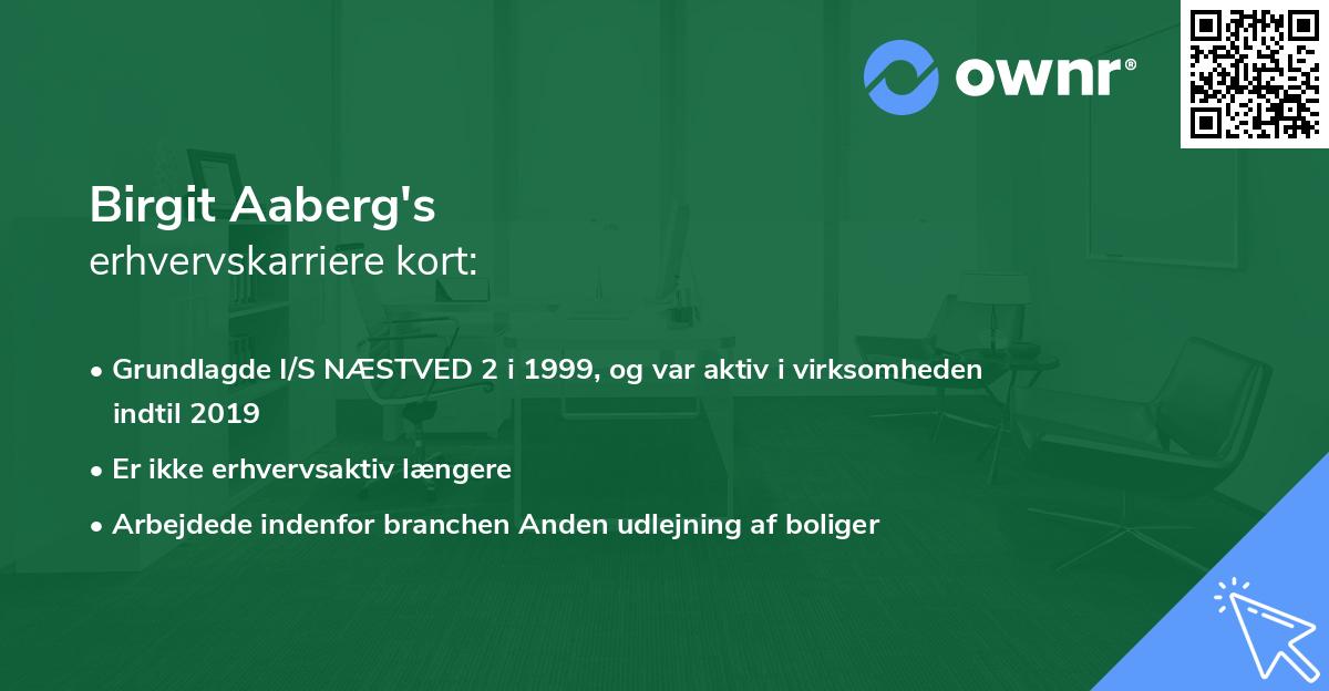 Birgit Aaberg's erhvervskarriere kort