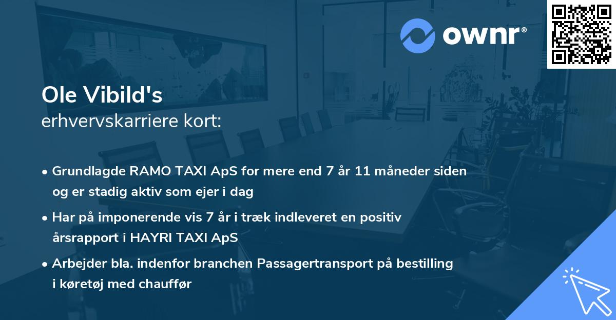 Ole Vibild's erhvervskarriere kort
