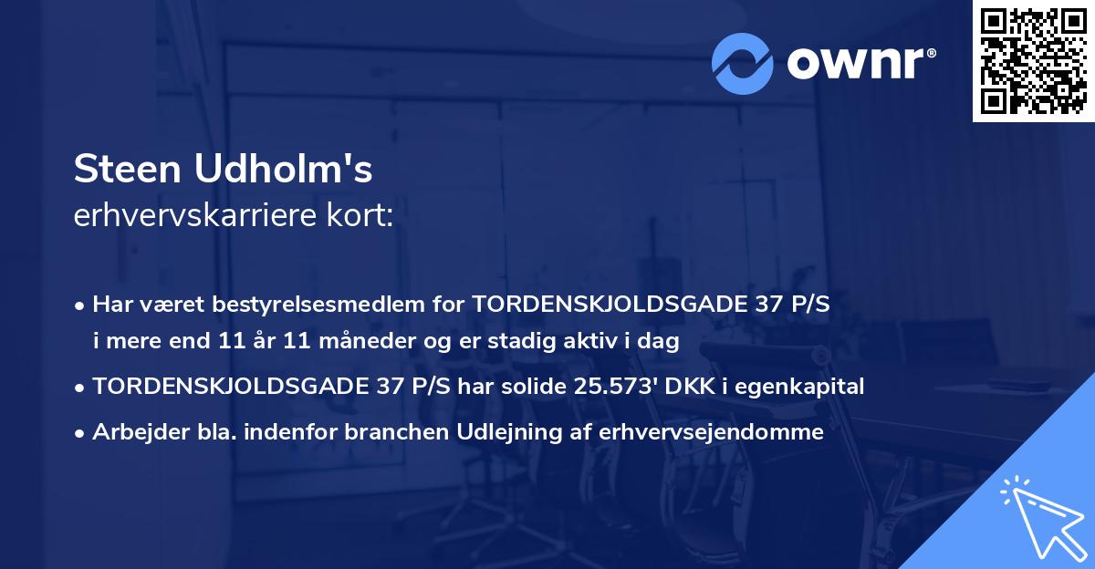 Steen Udholm's erhvervskarriere kort