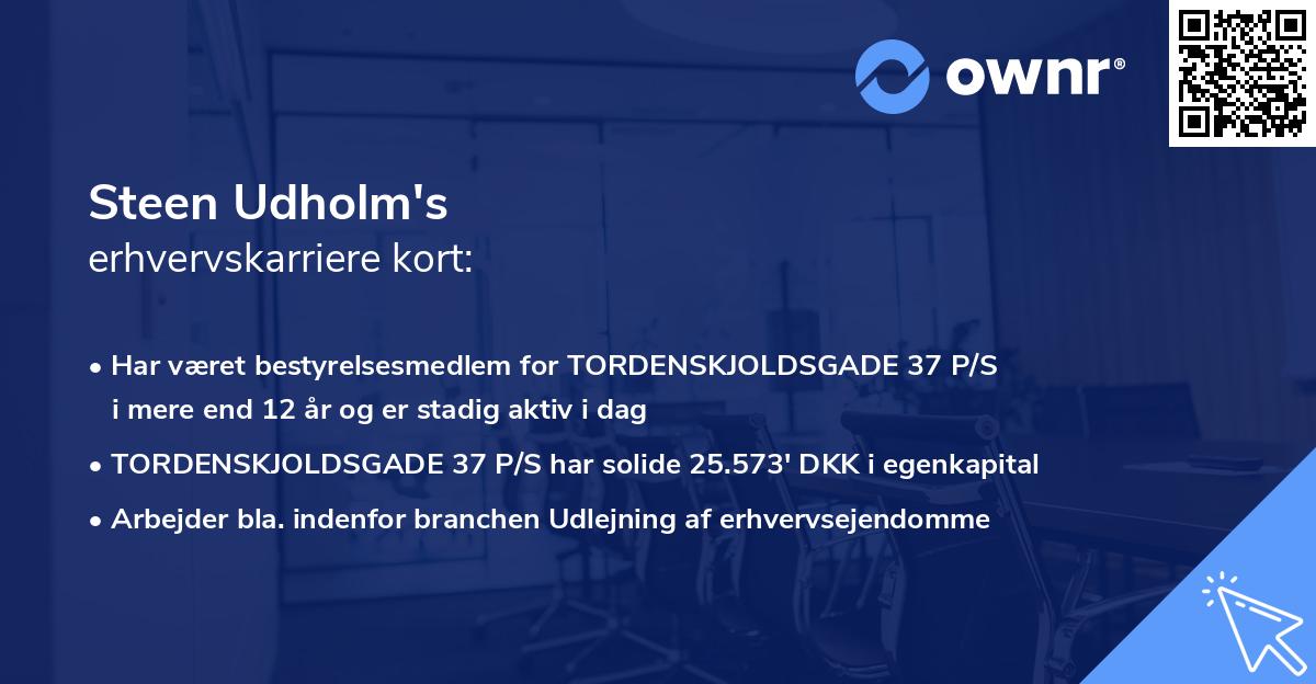 Steen Udholm's erhvervskarriere kort