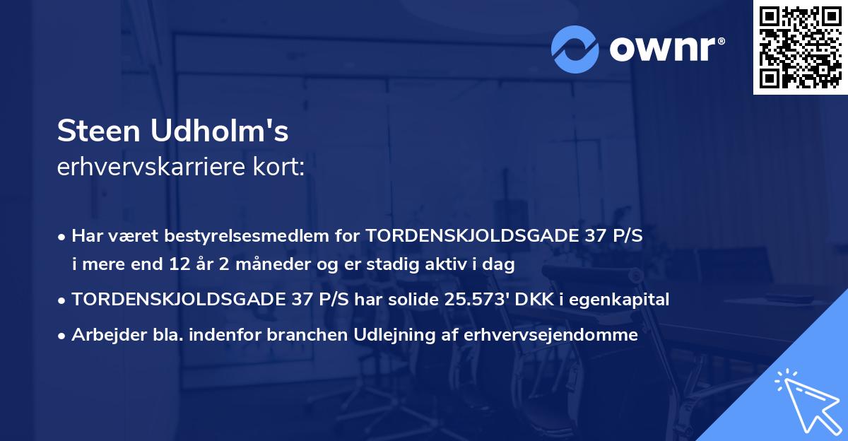 Steen Udholm's erhvervskarriere kort