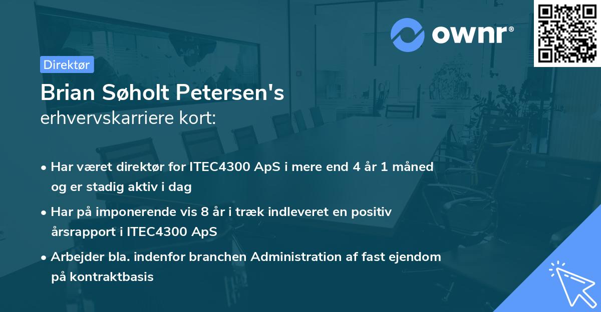 Brian Søholt Petersen's erhvervskarriere kort