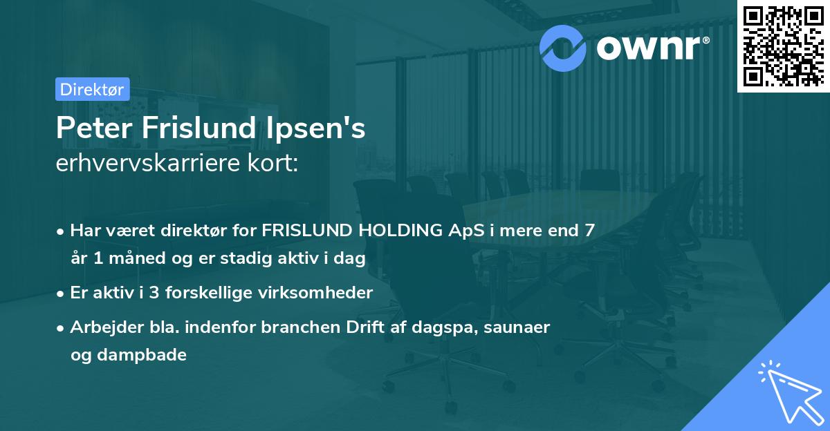 Peter Frislund Ipsen's erhvervskarriere kort
