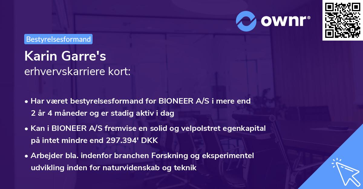 Karin Garre's erhvervskarriere kort