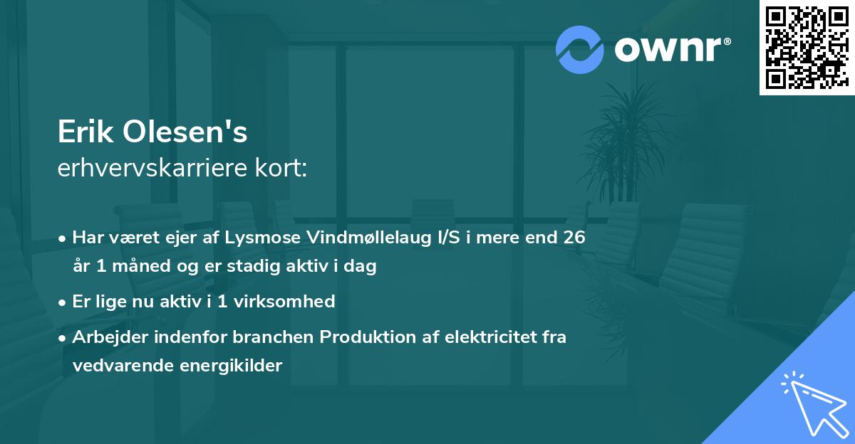 Erik Olesen's erhvervskarriere kort