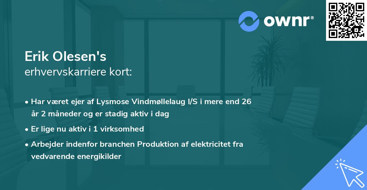 Erik Olesen's erhvervskarriere kort