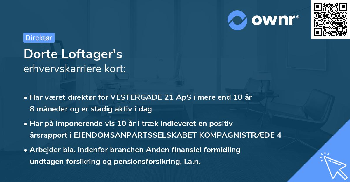 Dorte Loftager's erhvervskarriere kort