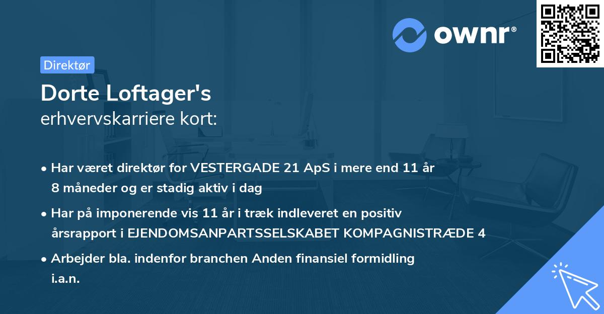 Dorte Loftager's erhvervskarriere kort