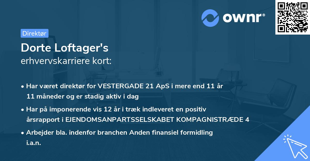 Dorte Loftager's erhvervskarriere kort