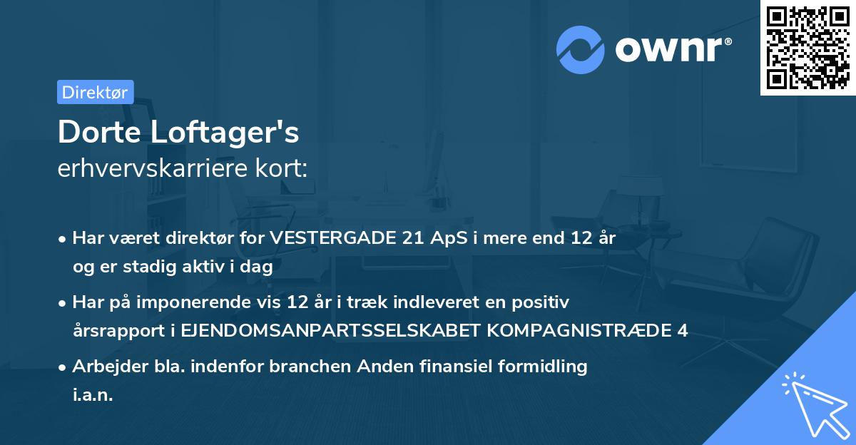 Dorte Loftager's erhvervskarriere kort