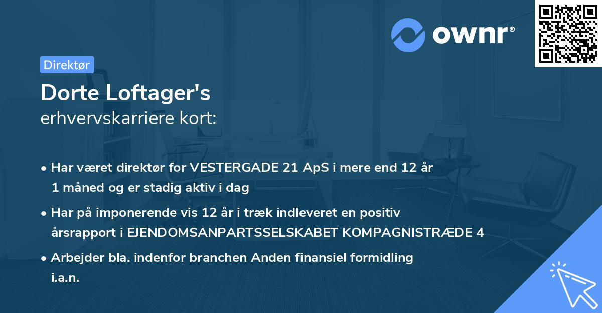 Dorte Loftager's erhvervskarriere kort