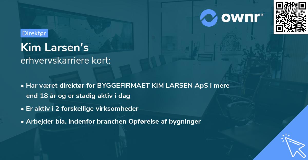 Kim Larsen's erhvervskarriere kort