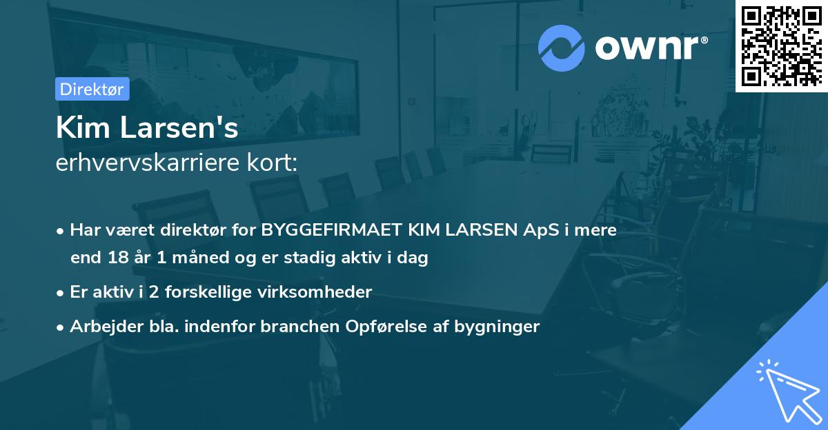 Kim Larsen's erhvervskarriere kort