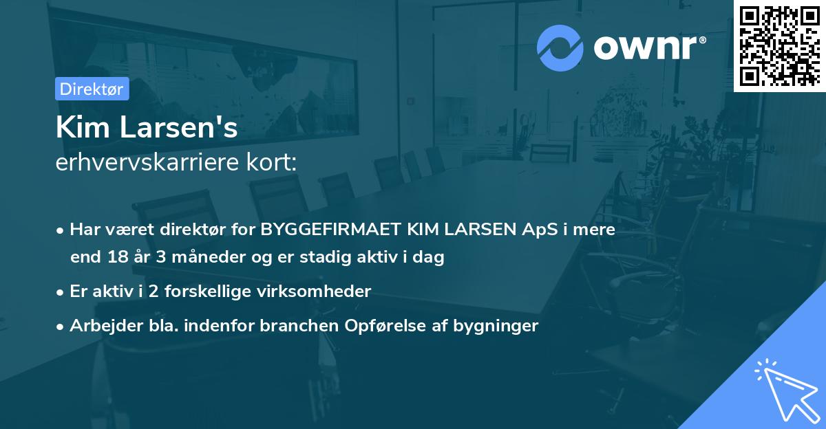 Kim Larsen's erhvervskarriere kort