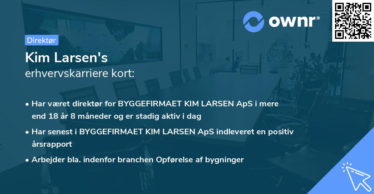 Kim Larsen's erhvervskarriere kort