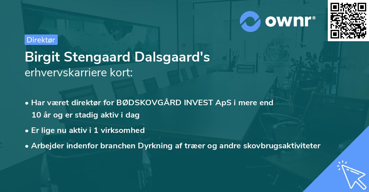 Birgit Stengaard Dalsgaard's erhvervskarriere kort