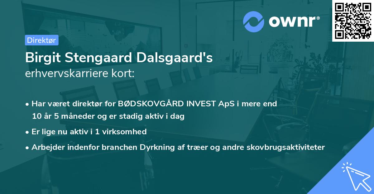 Birgit Stengaard Dalsgaard's erhvervskarriere kort