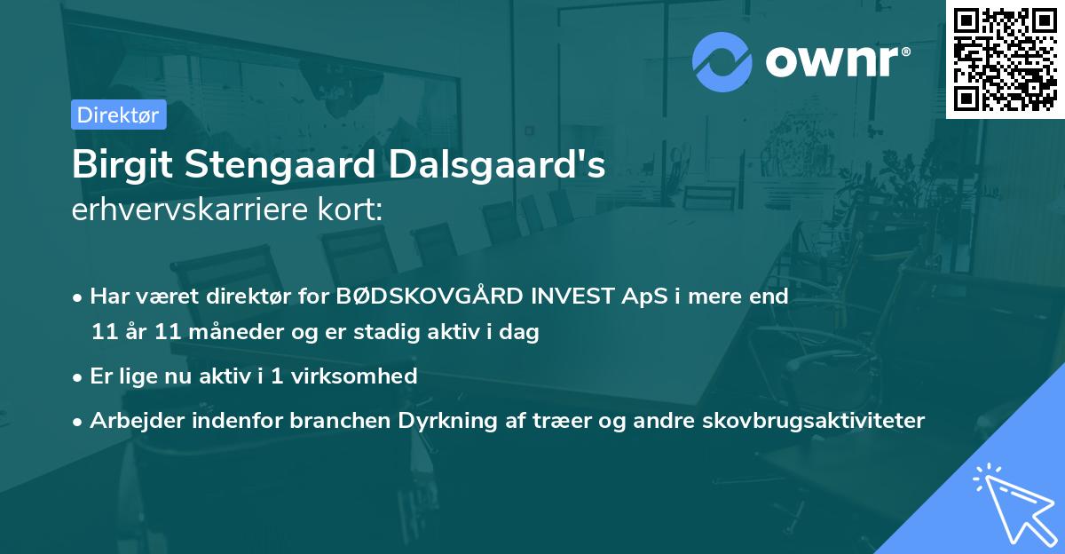 Birgit Stengaard Dalsgaard's erhvervskarriere kort