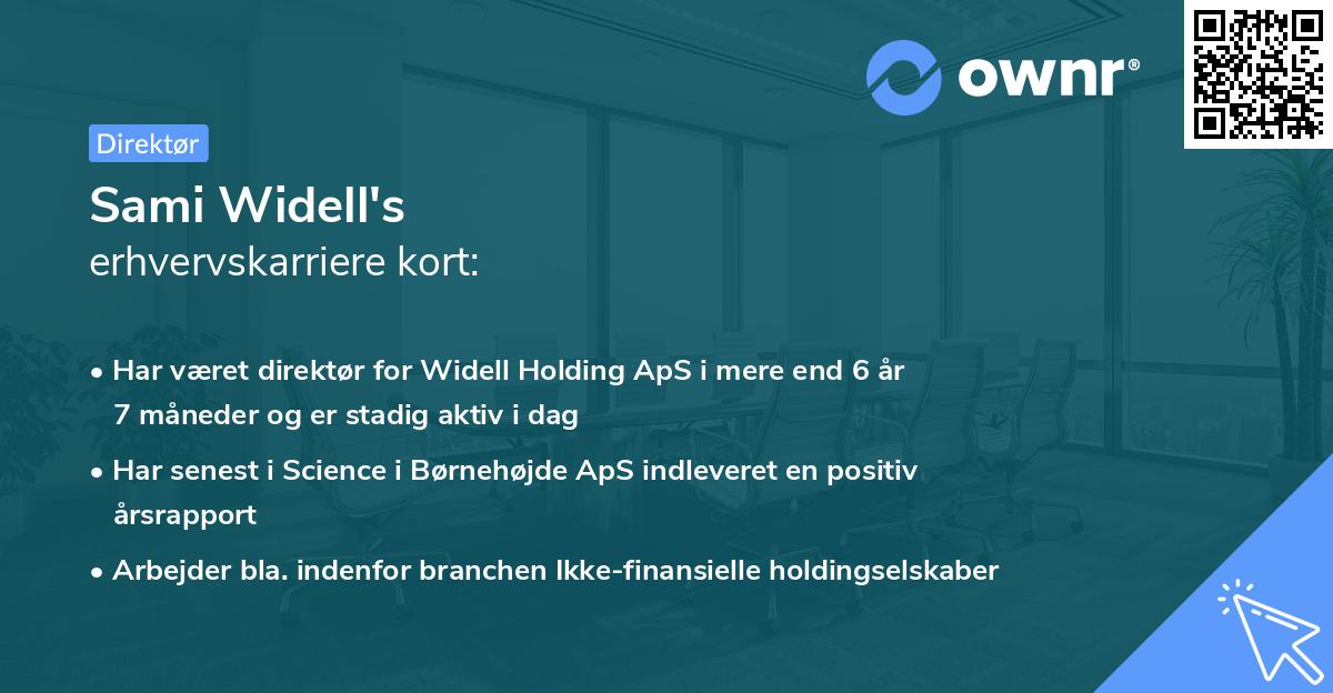 Sami Widell's erhvervskarriere kort